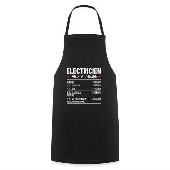 Électricien Idée Cadeau Humour - Tablier de cuisine - noir - Devant - AI Model Male 185 dark (185cm)