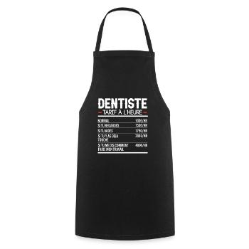 Dentiste Idée Cadeau Humour - Tablier de cuisine - noir - Devant - AI Model Male 185 dark (185cm)