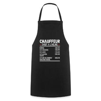 Chauffeur Idée Cadeau Humour Routier - Tablier de cuisine - noir - Devant - AI Model Male 185 dark (185cm)