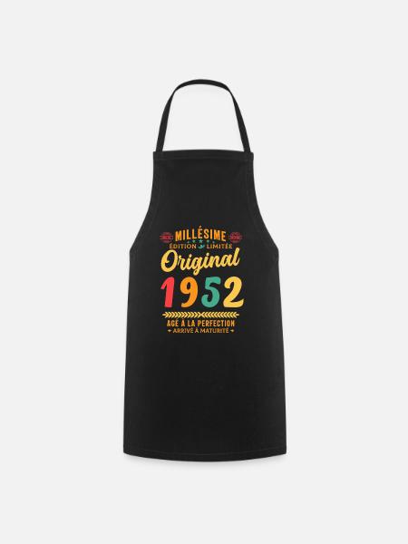 70 ans Millésime 1952 Original Cadeau - Tablier de cuisine - noir