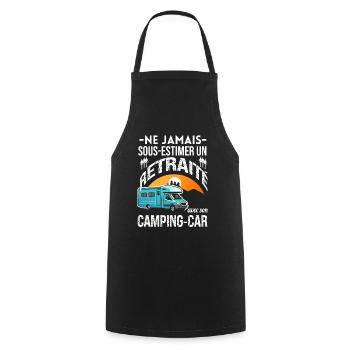 Camping Car Retraité Humour Idée Cadeau Campeur - Tablier de cuisine - noir - Devant - AI Model Male 185 dark (185cm)