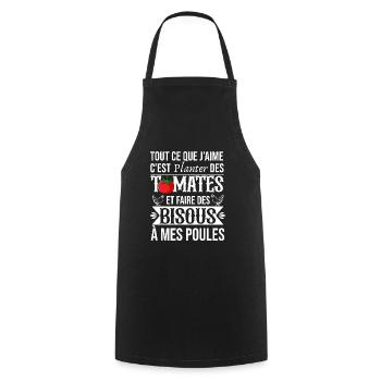 Poules Humour Potager Idée Cadeau Jardinage Tomate - Tablier de cuisine - noir - Devant - AI Model Male 185 dark (185cm)