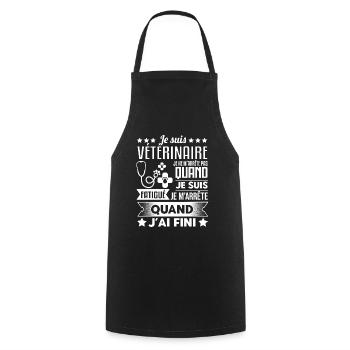 Vétérinaire Idée Cadeau Véto Humour - Tablier de cuisine - noir - Devant - AI Model Male 185 dark (185cm)