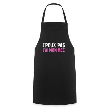 Femme Humour Couple Je Peux Pas J'ai Mon Mec - Tablier de cuisine - noir - Devant - AI Model Male 185 dark (185cm)