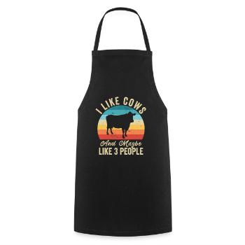 J'aime Les Vaches Humour Fermier Cadeau - Tablier de cuisine - noir - Devant - AI Model Male 185 dark (185cm)