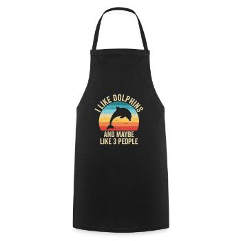 I love Dolphins Gift Funny Ocean - Cooking Apron - black - Front - AI Model Male 185 dark (185cm)