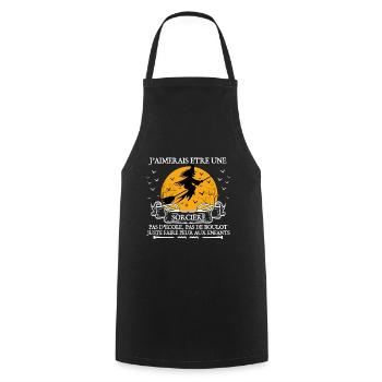 cadeau Halloween humour | Sorcière Halloween - Tablier de cuisine - noir - Devant - AI Model Male 185 dark (185cm)