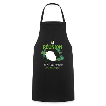 La Réunion Mon Histoire Ma Vie Cadeau Homme Femme - Tablier de cuisine - noir - Devant - AI Model Male 185 dark (185cm)