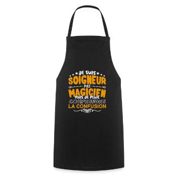 Soigneur | Soigneur pas Magicien | Meilleur Soigne - Tablier de cuisine - noir - Devant - AI Model Male 185 dark (185cm)