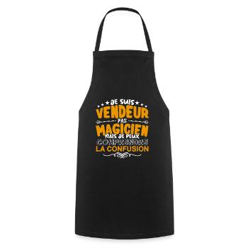 Vendeur | Vendeur pas Magicien | Meilleur Vendeur - Tablier de cuisine - noir - Devant - AI Model Male 185 dark (185cm)