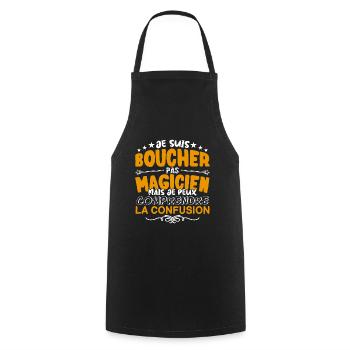 Boucher | Boucher pas Magicien | Meilleur Boucher - Tablier de cuisine - noir - Devant - AI Model Male 185 dark (185cm)