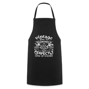 Janvier 2004 | anniversaire 2004 Vintage Janvier - Tablier de cuisine - noir - Devant - AI Model Male 185 dark (185cm)