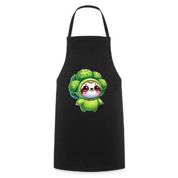 Sloth Broccoli Vegetable Costume Carnival - Cooking Apron - black - Front - AI Model Male 185 dark (185cm)
