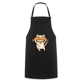 katze perserkatze süß haustier geschenk fisch - Kochschürze - Schwarz - Vorne - AI Model Male 185 dark (185cm)