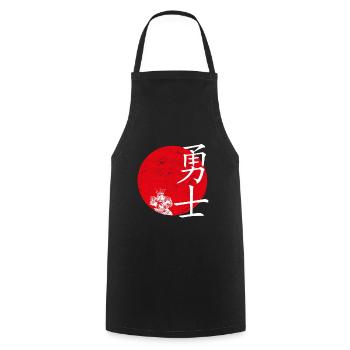 Warriors Japanese Art - Cooking Apron - black - Front - AI Model Male 185 dark (185cm)