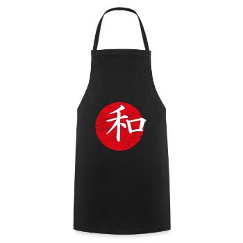La paix Art japonais - Tablier de cuisine - noir - Devant - AI Model Male 185 dark (185cm)