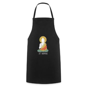 Drôle bouddha bouddhisme méditation paix dharma - Tablier de cuisine - noir - Devant - AI Model Male 185 dark (185cm)