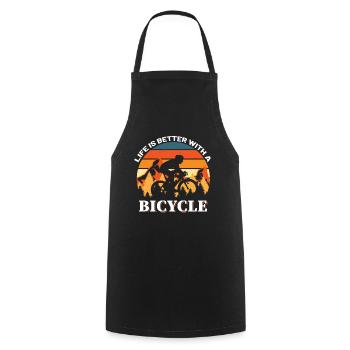Life is better with bike MTB mountain bike - Cooking Apron - black - Front - AI Model Male 185 dark (185cm)