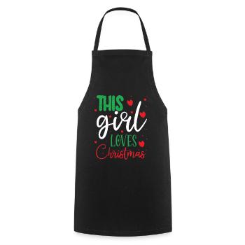 This Girl Loves Christmas - Cette fille aime Noël - Tablier de cuisine - noir - Devant - AI Model Male 185 dark (185cm)