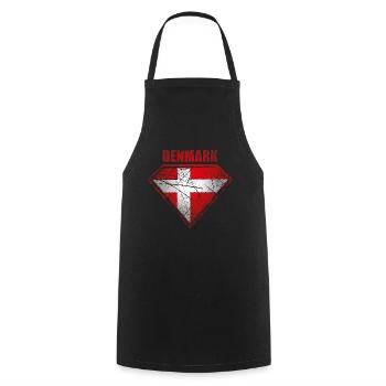 Denmark Superhero Flag Vintage Retro Symbol - Cooking Apron - black - Front - AI Model Male 185 dark (185cm)