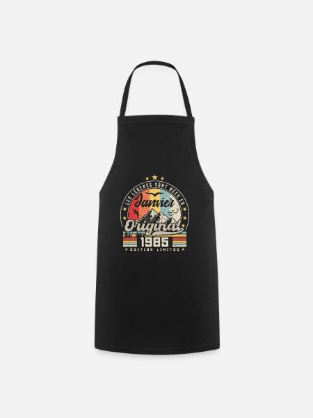 Janvier 1985 Vintage Rétro Anniversaire 1985 - Tablier de cuisine - noir