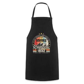 Vintage March 1932 92 Birthday Gift - Cooking Apron - black - Front - AI Model Male 185 dark (185cm)