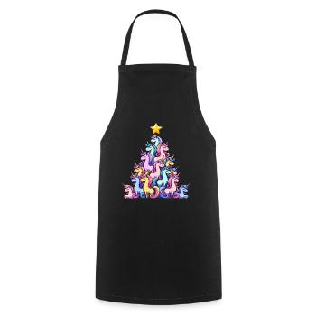 Conception d’arbre de Noël Licorne - Tablier de cuisine - noir - Devant - AI Model Male 185 dark (185cm)