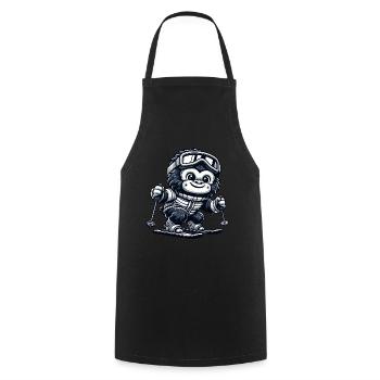 Affe Gorilla Schimpanse Ski Skifahrer Design - Kochschürze - Schwarz - Vorne - AI Model Male 185 dark (185cm)