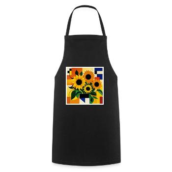 Sunflower as art on the T-shirt - Cooking Apron - black - Front - AI Model Male 185 dark (185cm)