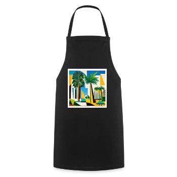 Palm trees on the side of the road as art on the T-shirt - Cooking Apron - black - Front - AI Model Male 185 dark (185cm)