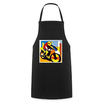 Hund auf dem Fahrrad als Kunst auf dem T-shirt - Kochschürze - Schwarz - Vorne - AI Model Male 185 dark (185cm)