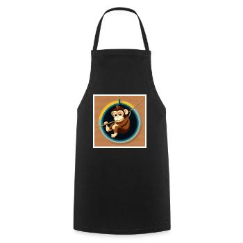 Affe hängt an einem Seil als Kunst auf dem T-shirt - Kochschürze - Schwarz - Vorne - AI Model Male 185 dark (185cm)