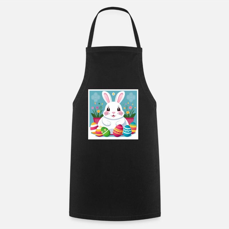 Easter bunny lies in the Easter eggs - Cooking Apron - black