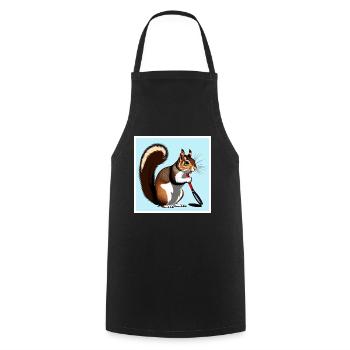 Squirrel with a tennis racket - Cooking Apron - black - Front - AI Model Male 185 dark (185cm)
