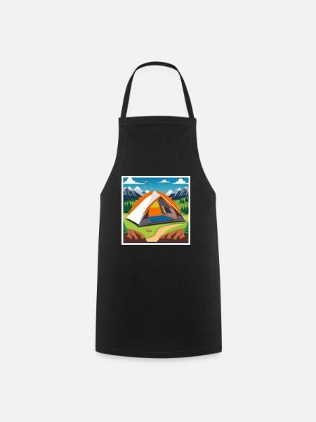 Camping with a tent in the great outdoors - Cooking Apron - black