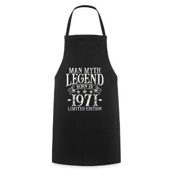 Born 1971 Man Myth Legend 51 Birthday - Cooking Apron - black - Front - AI Model Male 185 dark (185cm)