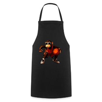 Singe Basket-ball - Tablier de cuisine - noir - Devant - AI Model Male 185 dark (185cm)