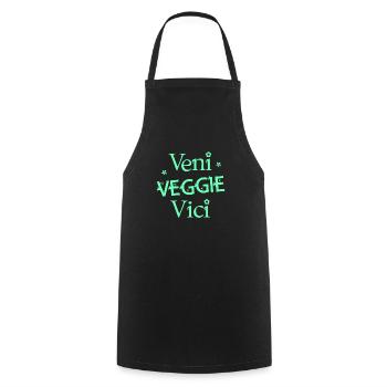 VENI VEGGIE VICI (vegan, végétarien) - Tablier de cuisine - noir - Devant - AI Model Male 185 dark (185cm)