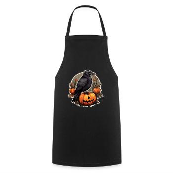 Halloween Raven with Pumpkin - Cooking Apron - black - Front - AI Model Male 185 dark (185cm)