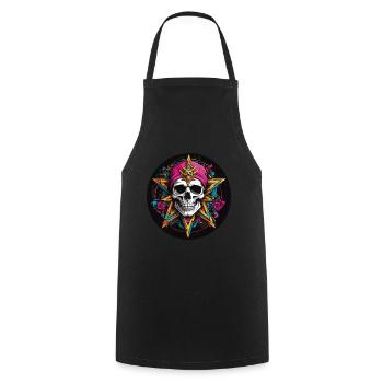 Crâne avec capuche colorée avec éléments décoratifs - Tablier de cuisine - noir - Devant - AI Model Male 185 dark (185cm)