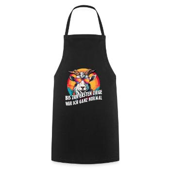 Bis zur ersten Ziege war ich ganz normal - Kochschürze - Schwarz - Vorne - AI Model Male 185 dark (185cm)