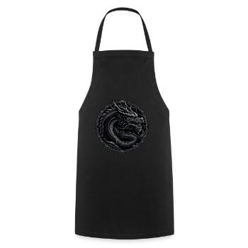 Monochrome Mythos: Black Dragon - Cooking Apron - black - Front - AI Model Male 185 dark (185cm)