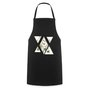Abstrakte vintage Blumen - Kochschürze - Schwarz - Vorne - AI Model Male 185 dark (185cm)