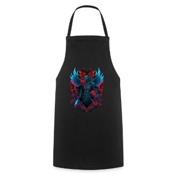 Gothique Saint-Valentin | Saint-Valentin | Cadeau - Tablier de cuisine - noir - Devant - AI Model Male 185 dark (185cm)