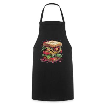 Horror Sandwich BBQ Halloween Skull Bestseller - Kochschürze - Schwarz - Vorne - AI Model Male 185 dark (185cm)