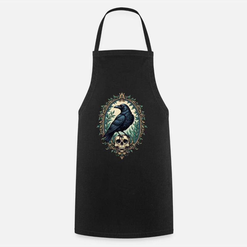 Corbeau avec crâne - Tablier de cuisine - noir