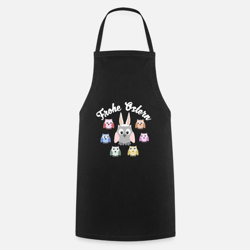 Happy Easter owl owl eagle owl rabbit ears - Cooking Apron - black