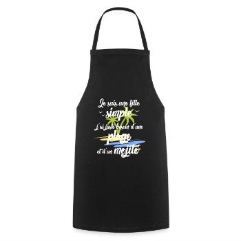 Une plage et un mojito - Tablier de cuisine - noir - Devant - AI Model Male 185 dark (185cm)