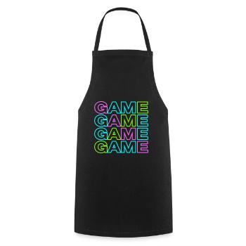 T-shirt gamer tendance GAME GAME GAME GAME - Tablier de cuisine - noir - Devant - AI Model Male 185 dark (185cm)