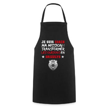Ma mission : transformer les oursons en Grizzly - Tablier de cuisine - noir - Devant - AI Model Male 185 dark (185cm)
